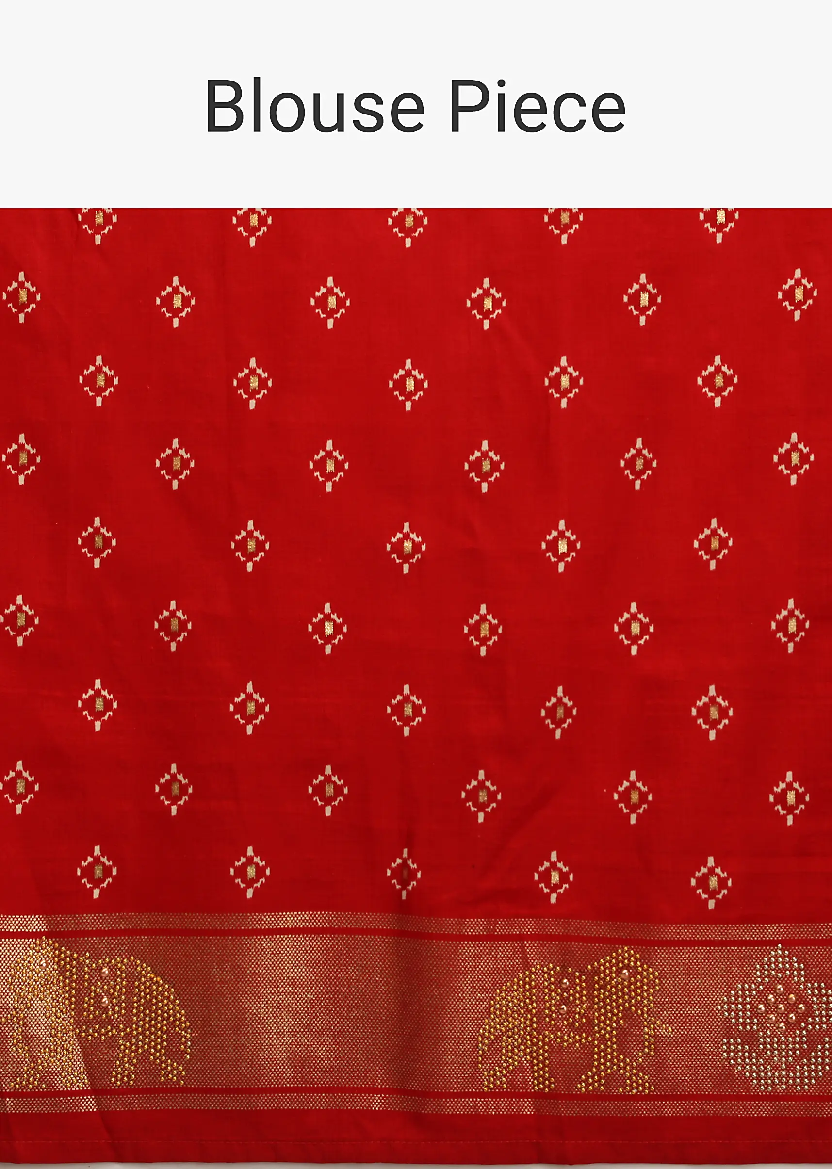 Red Saree In Silk With Multi Colored Patola Print And Diagonal Stripes